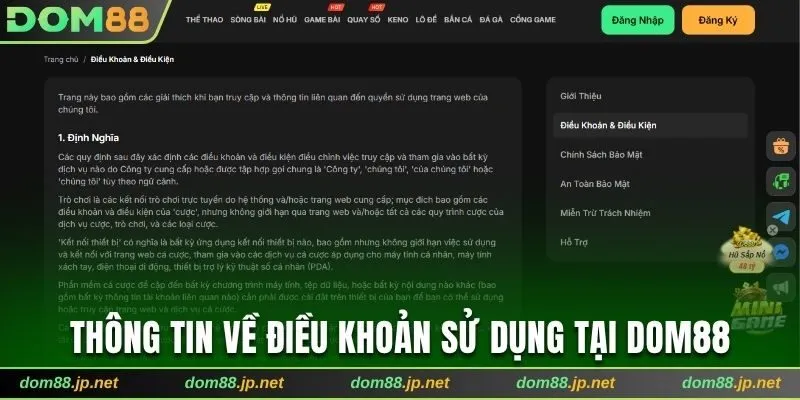 Điều khoản sử dụng giúp người chơi hiểu rõ trách nhiệm tham gia